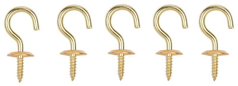 CUP HOOK SOLID BRASS 3/4IN 5PC