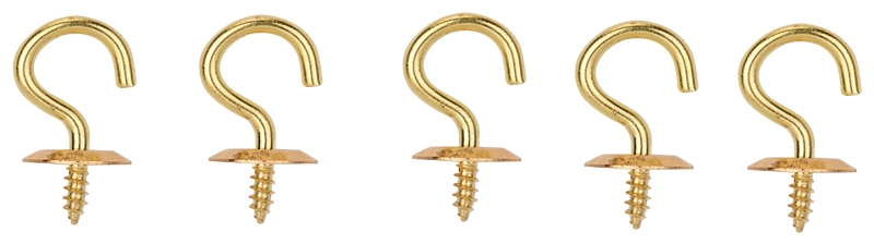 CUP HOOK SOLID BRASS 5/8IN 5PC