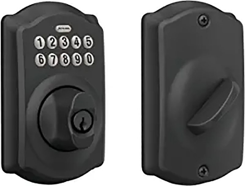 DEADBOLT KEYPAD CAMELOT MATBLK