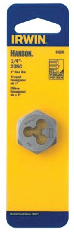 DIE HEXAGON 1/4IN-28NF STEEL  