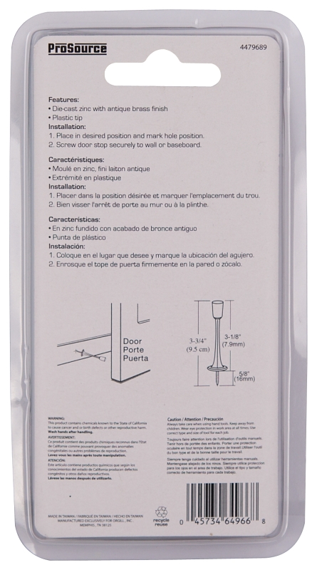 DOOR STOP RIGID 3-1/8IN ANTBRS