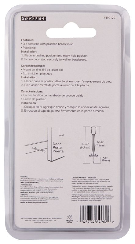 DOOR STOP RIGID 3-1/8IN POLBRS