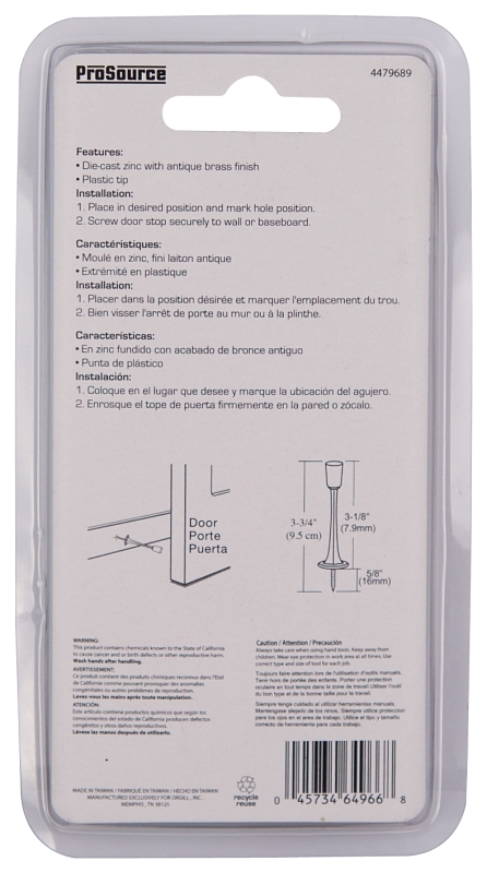DOOR STOP RIGID 3-1/8IN SATNIC