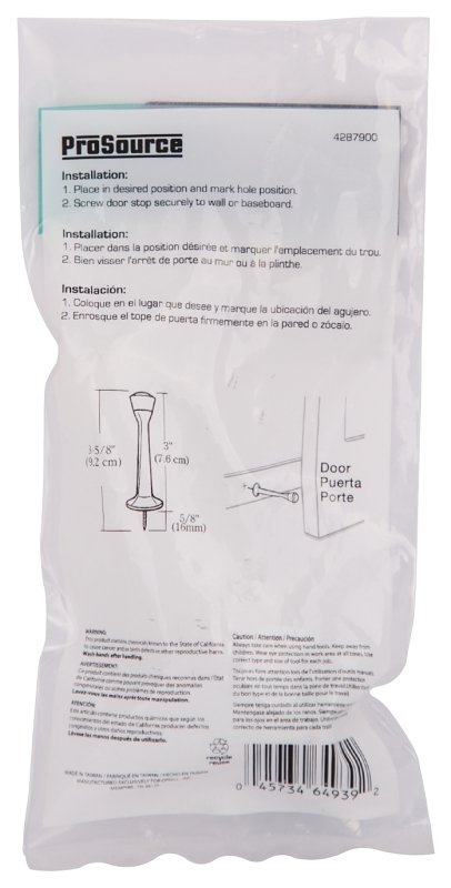 DOOR STOP RIGID 3IN WHITE     