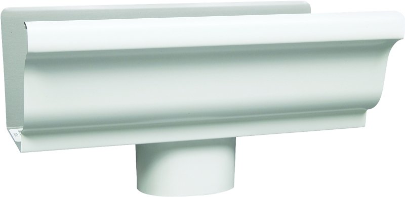 END GUTTER W/OUTLT ALU WHT 5IN