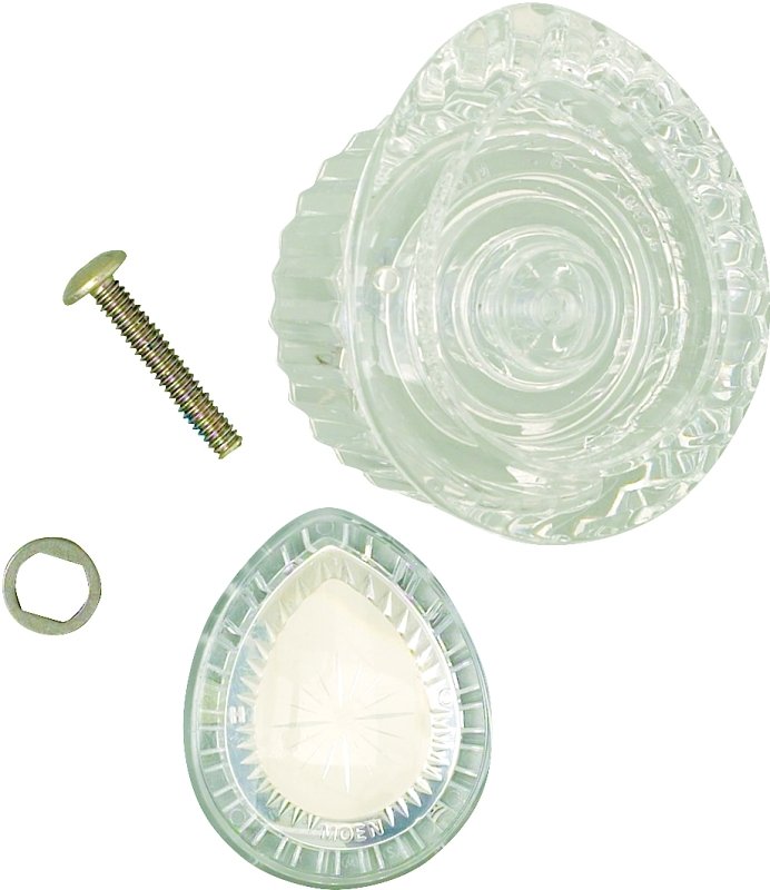 FAUCET HANDLE CLEAR WHT-CHRM  