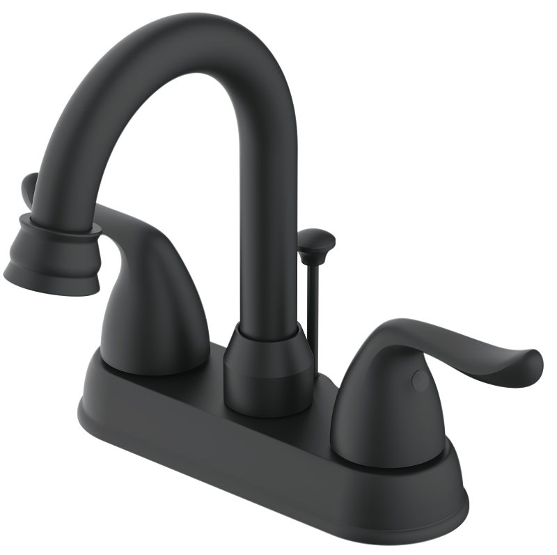 FAUCET LAV 4IN 2HNDL LEVER BLK