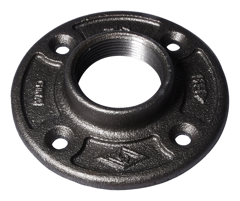FLOOR FLANGE BLK MALLBLE 1-1/2