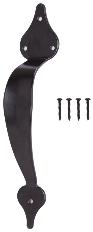 GATE PULL ORNAMT 10IN BLK STL 
