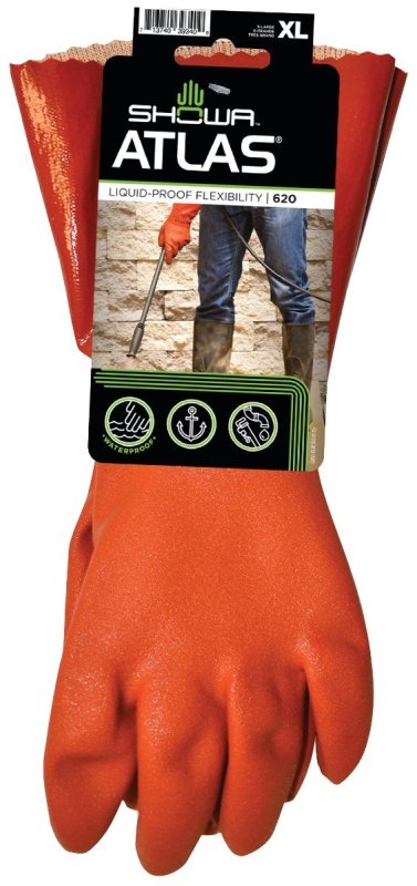 GLOVE PVC 12IN W/KNIT LINER XL