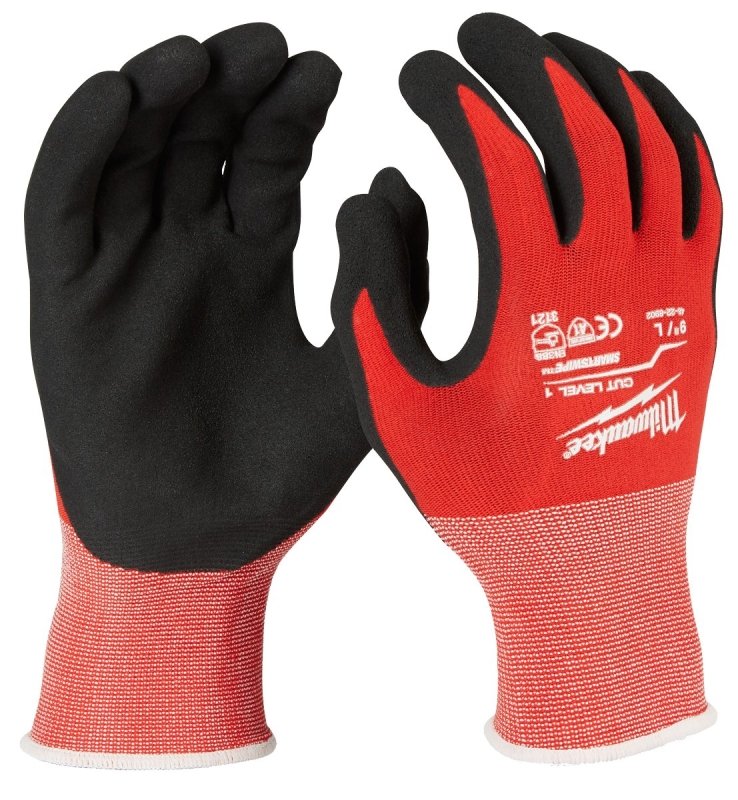 GLOVES NITR DIP A1 RED/BLACK L