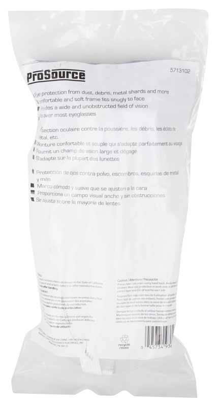 GOGGLE SAFETY PLASTIC W/VENT  