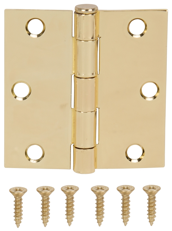 HINGE DOOR SQ CNR POL BRS 3IN 