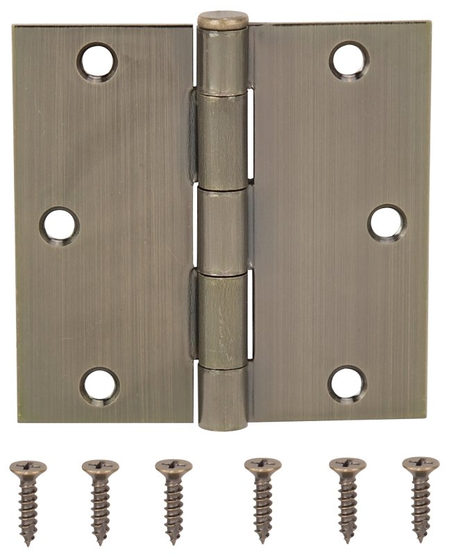 HINGE DOOR SQ RES 3.5IN ANTBRS