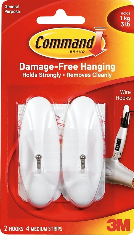 HOOK WIRE ADHESIVE MED WHITE  