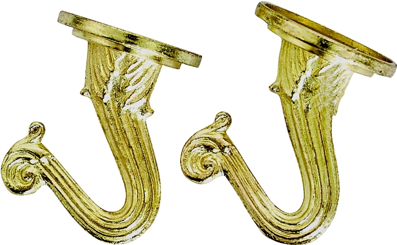 HOOKS PLSH BRASS CEILING 2PK  
