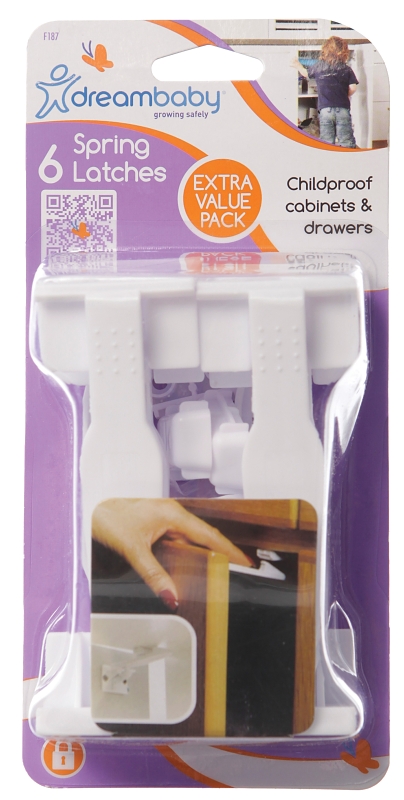 LATCH SPRING PLSTC WHT 6 COUNT