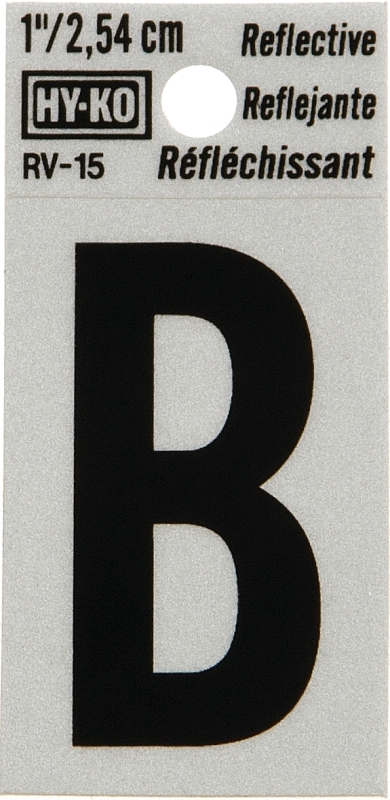 LETTER HOUSE B 1IN REFL BLK   
