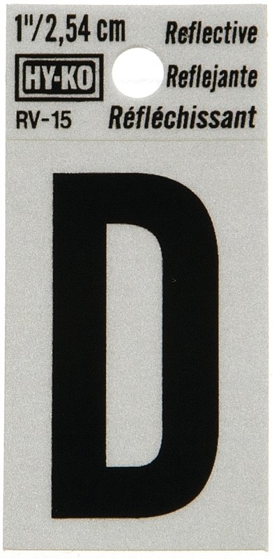 LETTER HOUSE D 1IN REFL BLK   