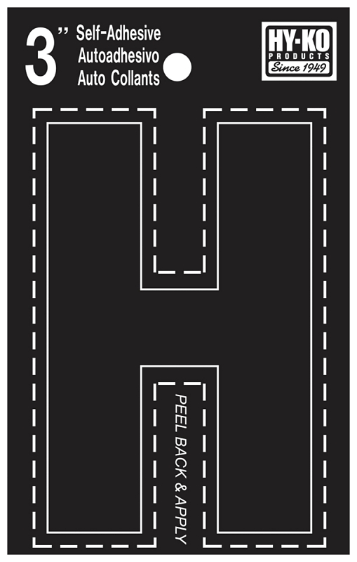 LETTER HOUSE H 3IN  VINYL BLK 