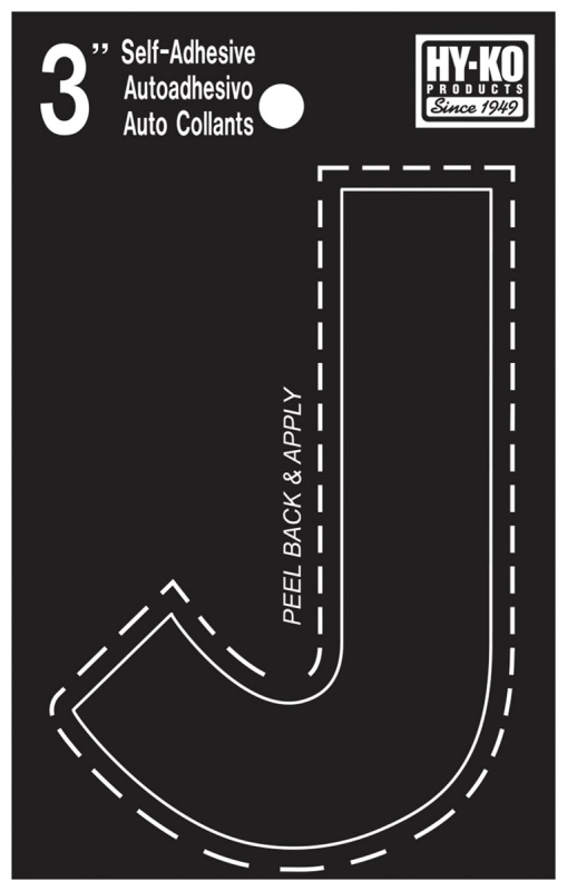 LETTER HOUSE J 3IN  VINYL BLK 