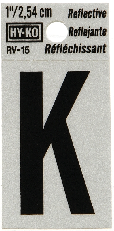 LETTER HOUSE K 1IN REFL BLK   