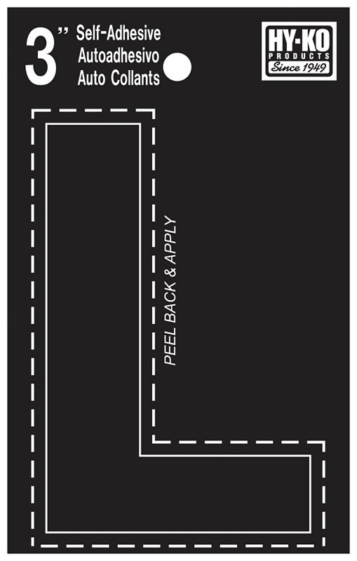 LETTER HOUSE L 3IN  VINYL BLK 