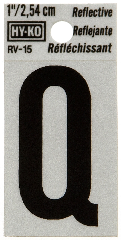 LETTER HOUSE Q 1IN REFL BLK   
