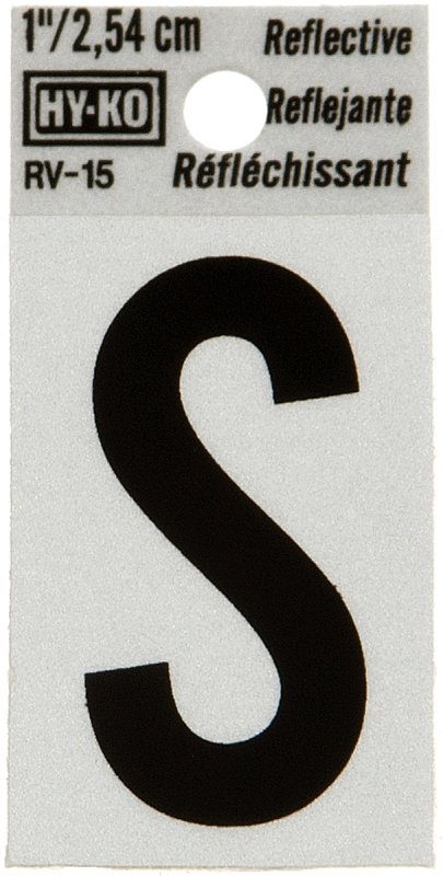 LETTER HOUSE S 1IN REFL BLK   
