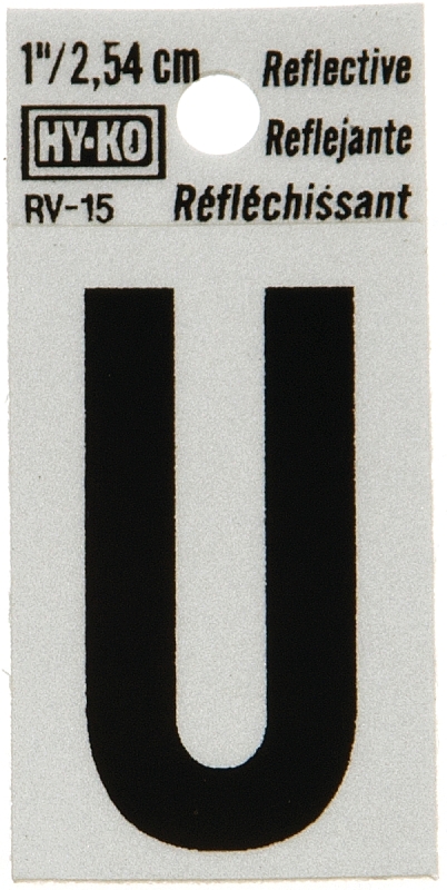 LETTER HOUSE U 1IN REFL BLK   