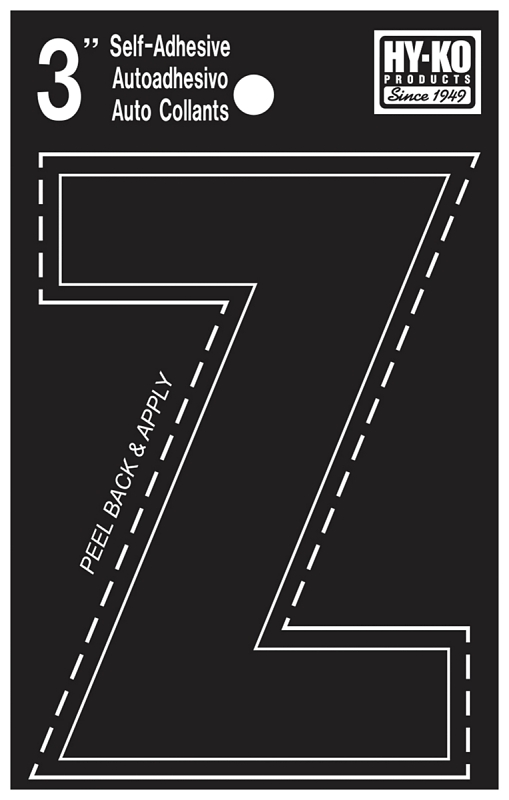 LETTER HOUSE Z 3IN  VINYL BLK 