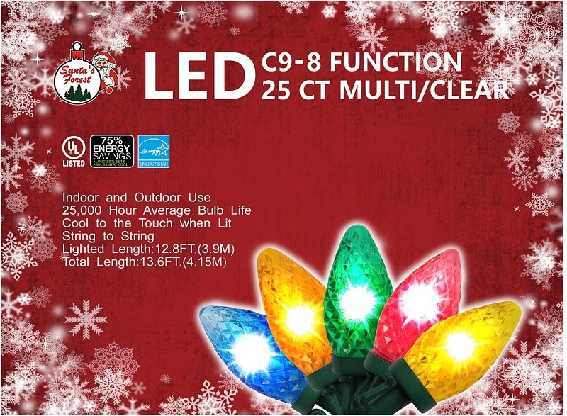 LIGHT LED C9 8 FUNC MULTI 25CT