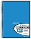 NOTEBOOK WIRED WR 3SUB 120 SH 