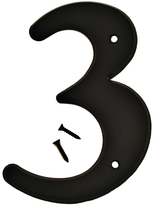 NUMBER HOUSE 3 PLASTIC 6IN BLK