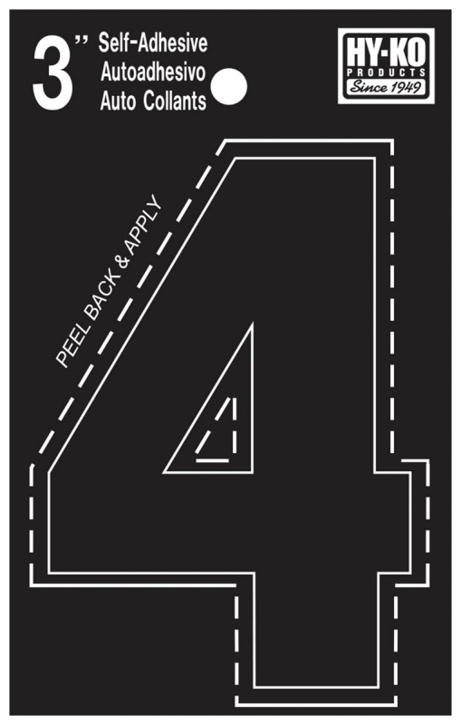 NUMBER HOUSE 4 3IN  VINYL BLK 