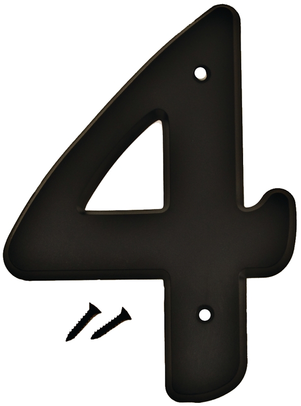 NUMBER HOUSE 4 PLASTIC 6IN BLK