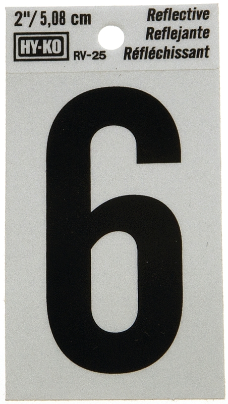 NUMBER HOUSE 6 2IN REFL BLK   