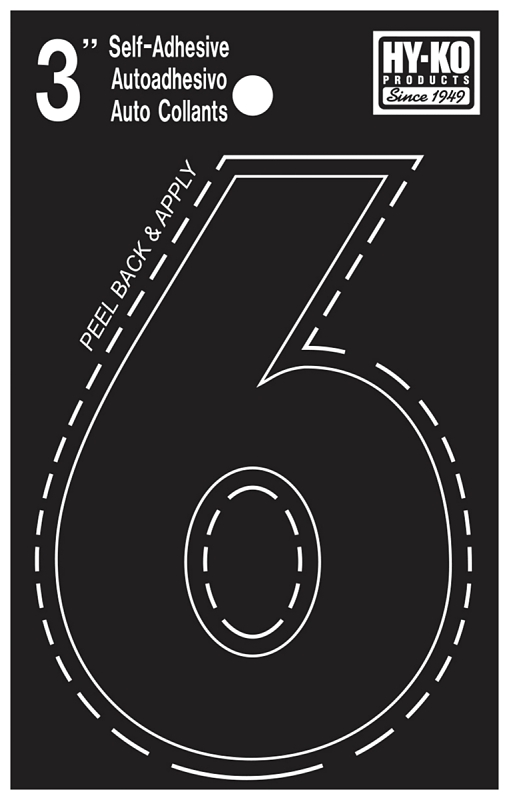 NUMBER HOUSE 6 3IN  VINYL BLK 