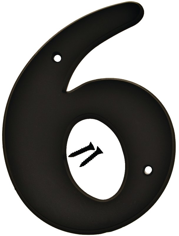 NUMBER HOUSE 6 PLASTIC 6IN BLK
