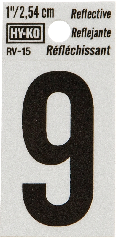 NUMBER HOUSE 9 1IN REFL BLK   