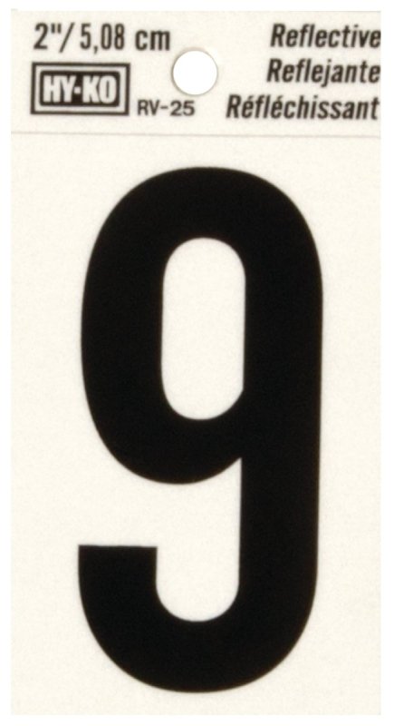 NUMBER HOUSE 9 2IN REFL BLK   