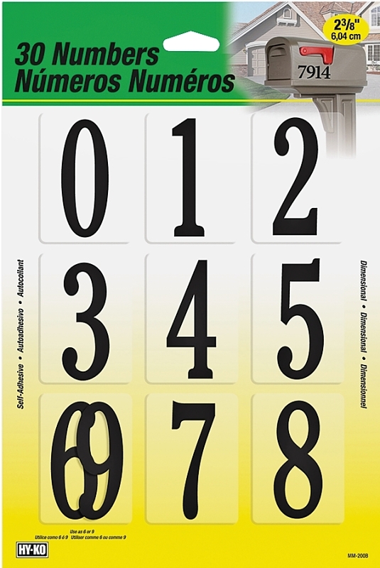 NUMBER PLASTIC ADH 2-3/8IN BLK