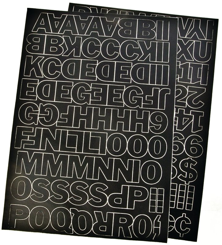NUMBER/LETTER SET 1IN VNYL BLK