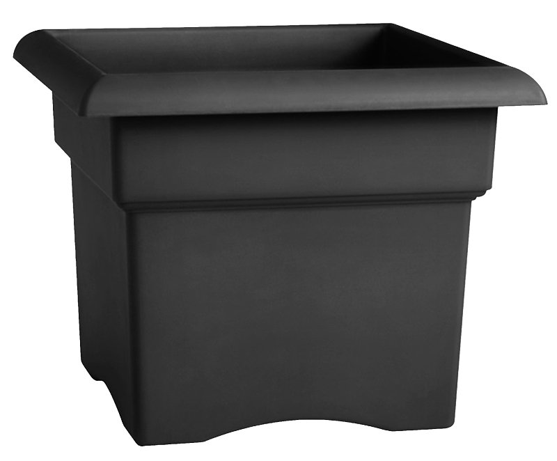 PLANTER BOX SQ BLACK 14IN     