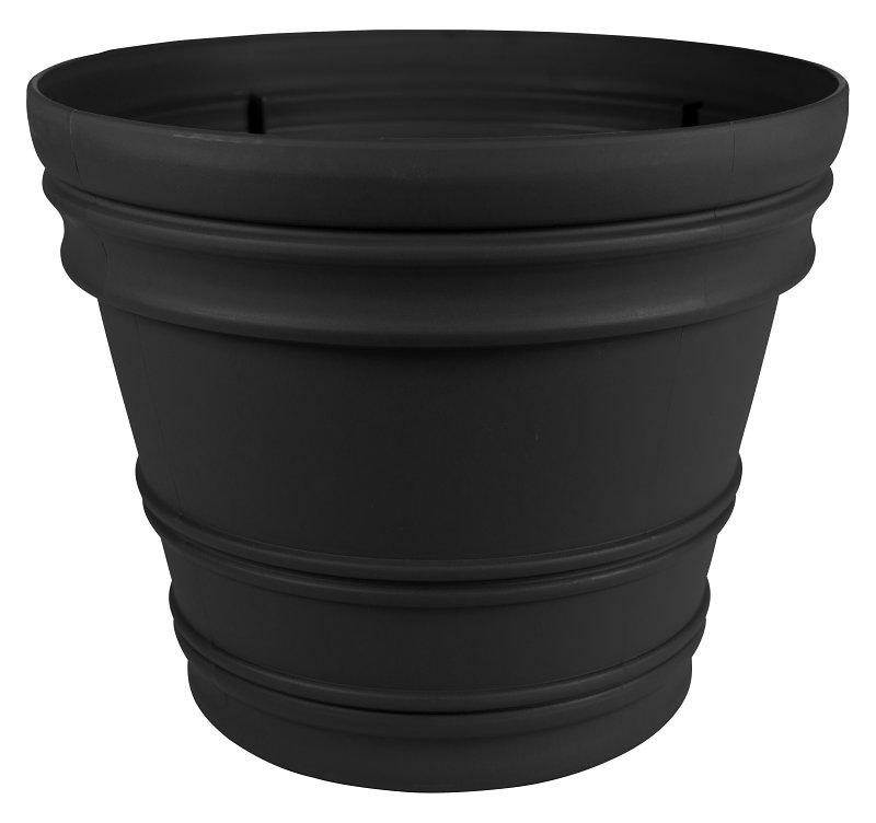 PLANTER ROLLED RIM BLACK 22IN 