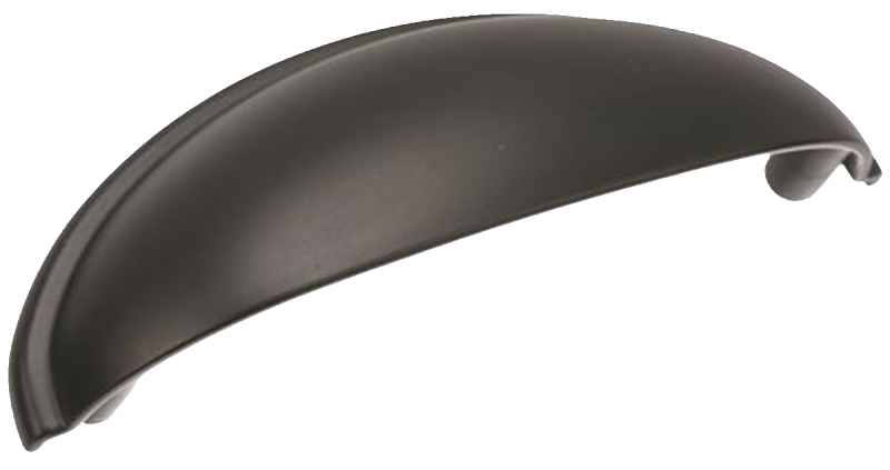PULL CUP CABINET FLT BLACK 3IN