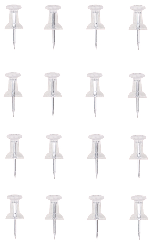 PUSH PINS CLEAR 16PC/CARD     