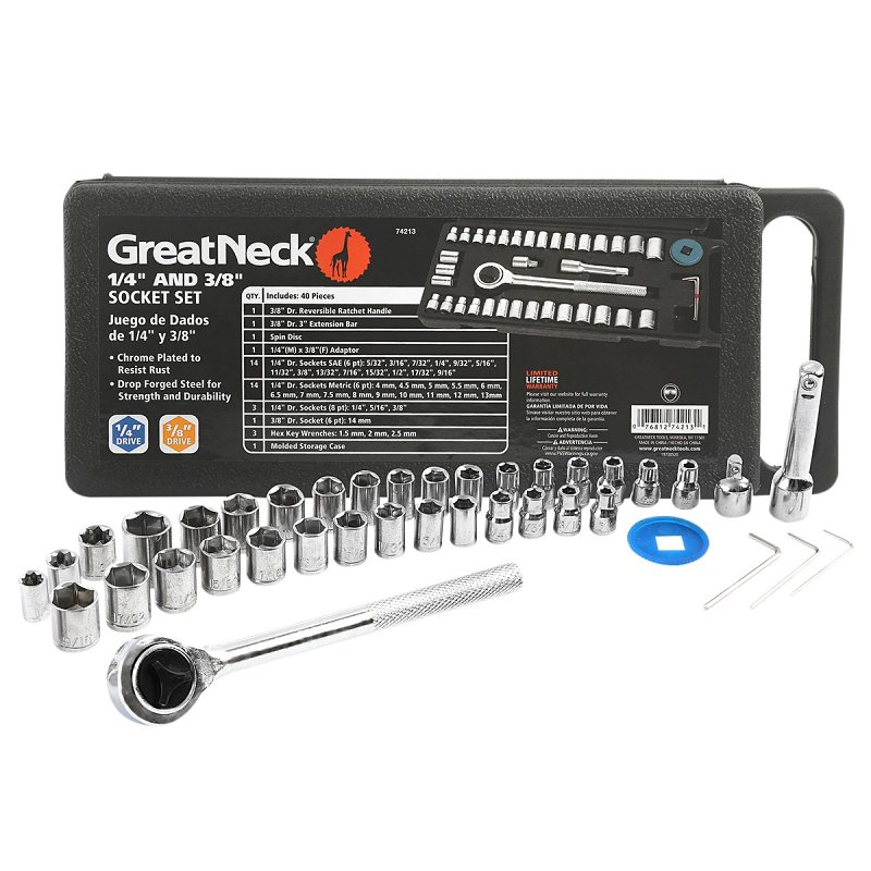 RATCHET AND SOCKET SET CHROME 