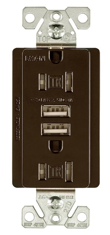 RECEPT DPLX USB 15A 125V ORB  