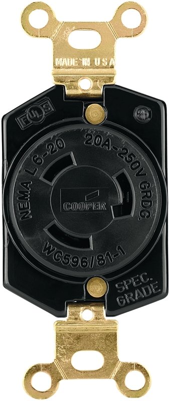 RECEPTACLE BLK 2POLE 250V     